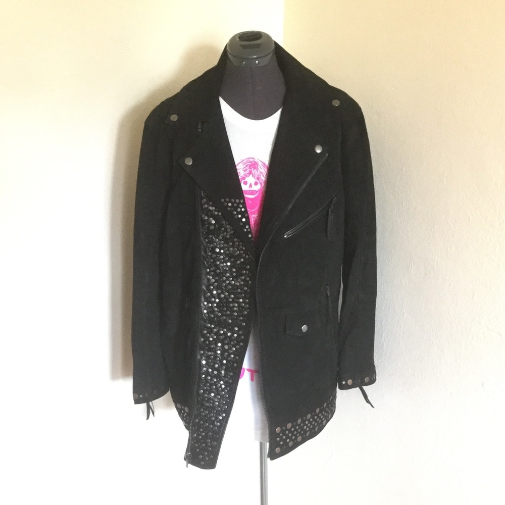 BLK DNM Studded Suede Unisex Biker, Sz S/M